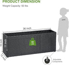 LEWIS&WAYNE Large Rectangular Block Planter Box Handmade Wicker Tall Planters for Outdoor Plants with Removable Liners Modern Planter for Indoor Outdoor Patio Deck - Black, 36''x12''x16''