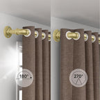 Gold Curtain Rods 18 to 88 in,Wraparound Curtain Rods,Adjustable Length,1 in Diameter Pipe,Wall or Ceiling Mounted,for Bedroom and Living Room (Gold 18” to 88”)