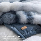 EVERGRACE Ultra Soft Luxury Fluffy Ridgeline Faux Rabbit Fur Throw Blanket, Thick Warm Bubble Throw for Bed, Cozy Plush Reversible Blankets for Couch, Chair, Sofa, Cloud Blue, 60x80 Inches, 870 GSM