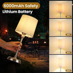 Cordless Small Table Lamp, 6000mAh Rechargeable Battery Powered,LED Touch Control Dimmable Bedside Operated Table Top,Light for Bedroom/Home/Restaurant/Entryway/Dining/Living Room(Brushed Nickel-High)