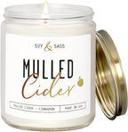 Mulled Cider Candle, Fall Candles I Apple Cider Candle w/Cinnamon & Nutmeg - Infused w/Essential Oils I Mulled Cider Fall Scented Candles (Soy) for Home I 9oz Reusable Jar I 50Hr Burn I Made in USA
