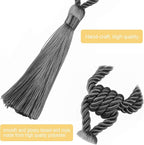 Fenghuangwu Curtain Tiebacks Tassel Tie-Backs, Rope Curtain tie Backs Handmade Curtain Holdbacks Made from Polyester (Charcoal, 2p)
