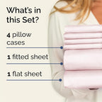 Queen Sheets Set 6 Piece - Includes 4 Pillowcases - Bed Sheets Queen Size - Soft Hotel Luxury Bedding - Cooling, Comfy & Breathable - 1 Flat & 1 Fitted & 4 Pillowcases w/ Deep Pockets - Lavender Pink