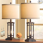 27.5 Tall Farmhouse Table Lamps with USB C + USB A Charge Ports, Rustic Living Room Lamps Set of 2, Black Industrial End Table Lamp for Bedroom Living Room Nightstand (Oil-Rubbed Bronze)