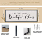 comurdyo Welcome To Our Beautiful Chaos Wall Decor Art 32"X12" for Home Entryway Sign Large Wood Framed Wall Hanging (Black)