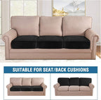H.VERSAILTEX Velvet Stretch Couch Cushion Cover Plush Cushion Slipcover for Chair Loveseat Sofa Cushion Furniture Protector Seat Cushion Sofa Cover (3 Piece XL Sofa Cushion Covers, Black)