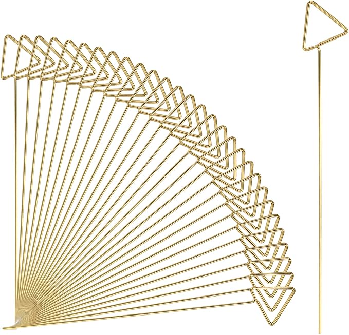 uxcell 30 Pcs Table Card Holders, 5.9 Triangle Metal Craft Wire Clips Picture Clip Table Number Holders Picks for Wedding, Photos, Memo, Restaurant, Gold