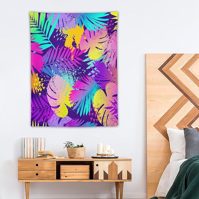 ICMOLYYENLO Palm Leaf Tapestry Wall Hanging, Tropical Leaves Plant Jungle Green Hawaiian Art Home Decor for Guest Bedroom Living Room Dormitory 30" x40