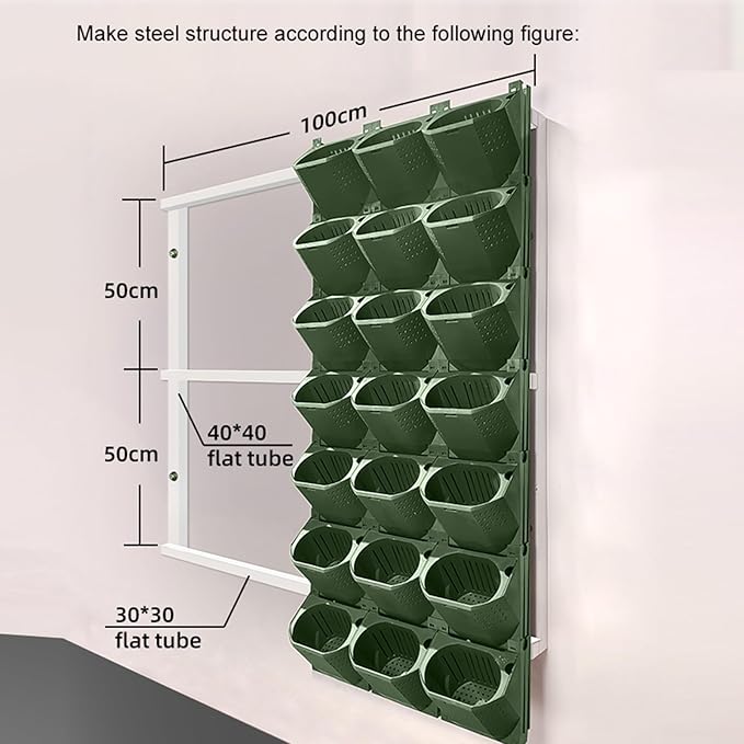 Self Watering Wall Mounted Vertical Planter, 36 Pots Wall Planter Indoor Vertical Living Green Plant Wall Easy Installation (Green)