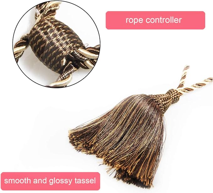 Fenghuangwu Curtain Tiebacks Handmade Elegant Curtain Tie Backs Holdbacks with Tassel for Home Office Decor 2 Pack - Dark Coffee