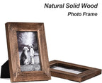Yaetm-4x6 Picture Frame Set of 2, Natural Solid Wood Distressed Photo Frame, Display On Tabletop And Wall, High Definition Real Glass, Carbonized Black (2 pack)