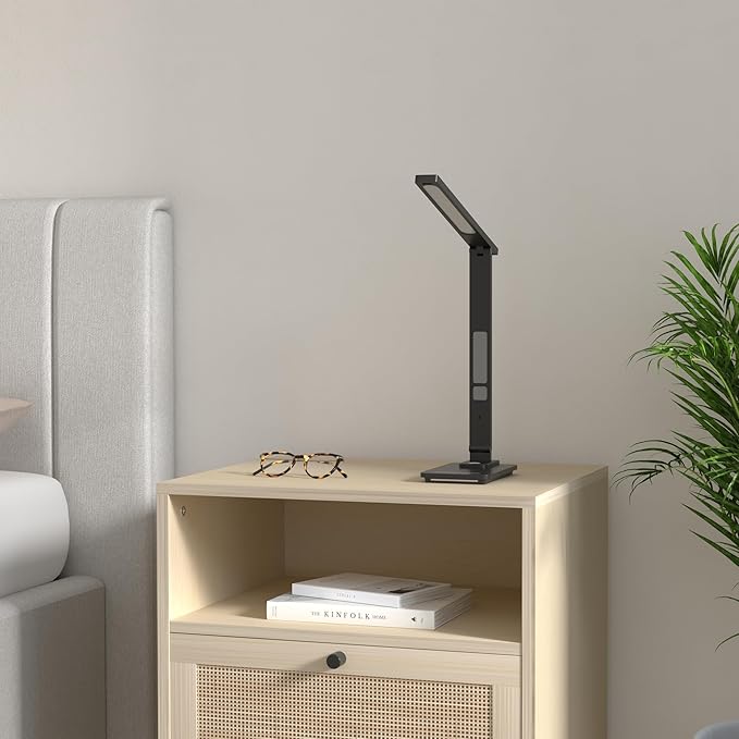 LED Desk Lamp with Wireless Charger: Desk Lamps for Home Office Bedroom, 5 Color Modes & Brightness Dimmable, 2 Night Light