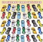 ArtCreativity 25 Pc-Diecast-Toy Car Set, Durable-Diecast-Mini Racers in Assorted Designs, Cool Birthday Party Favors for Kids, Goodie Bag Stuffers, Best Birthday Gift for Boys and Girls
