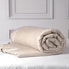 CUDDLE DREAMS Silk Filled Comforter for All Season, Detachable Tencel Duvet Cover for Easy Care, Naturally Breathable (Light Pewter, Queen)