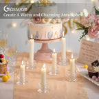 Glasseam Taper Candle Holders Bulk: 10pcs Glass Candle Sticks Holder Decor Clear Short Small Candlestick Holders Modern for Table Centerpiece Wedding Christmas Dinner Party