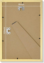 Vittanly 8x12 Picture Frames Set of 9, Shatter Resistant Plexiglass, Display 6x8 Pictures with Mat or 8x12 without Mat, Photo Frames for Wall or Tabletop, Engineered Wood, Gold