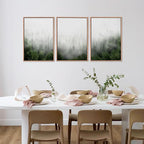 HPINUB Misty Green Forest Framed Canvas Wall Art Set, Nature Scenery Modern Wall Decor, Foggy Mountain Wall Painting, Woodland Landscape Nursery Art Print for Living Room, Bedroom, Office - 16"x24"x3