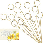 20 Pcs Floral Card Holder Picks, 12 Inch Round Picture Holders, Photo Holder Pick Stick, Gold Floral Place Card Holder, Floral Picks Clips, Photo Picture Holder for Weddin