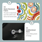 Inflatable Ottoman Stool D21 xH9 for Outdoor/Indoor Use, Water Repellent Patio Foot Rest Stool with Portable Handle,Round Pouf Ottoman Suitable for Garden,Deck and Camping - Flower Red