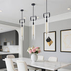 Modern Black Kitchen Island Pendant Light,21.6'' 1-Light Glass and Brass Island Pendant Lights,Farmhouses Pendant Light, for Kitchen,Dining Room,Bathroom