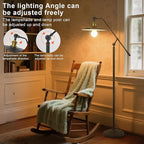 Bright Smart Floor Lamp with Remote Control and Bluetooth Dimming,Living Room Couch Corner Bedroom Office Library Study Reading Standing Lights, Adjustable Black Rustic Vintage Industrial Home Decor