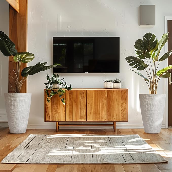 LA JOLIE MUSE Tall White Planter for Indoor Plants,20 Inch Tall Round Planter, Modern Flower Pot Containers,Large Decorative Tree Plant Pot,1 Pack