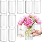 12Pcs Glass Cylinder vases for Centerpieces, 6 Inches Clear Bud Vases for Wedding Decorations,Floral Vase Bulk Flower vases,Tall Glass Hurricane Candle Holder for Table Shelf, Party.