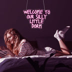 Neon Sign, Welcome to Our Silly Little Dorm Neon Signs for Wall Decor Neon Pink LED Signs Room Neon Light Up Signs Home Decor for Bedroom Business Club Party Bars Shop USB Operated