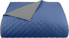 Martex Reversible Coverlet – Full Queen Size Quilt - Lightweight Full Size Bedding– Durable Queen Size Quilts for Bed – Soft - Easy Care Bedding – Ceil Blue/Gray
