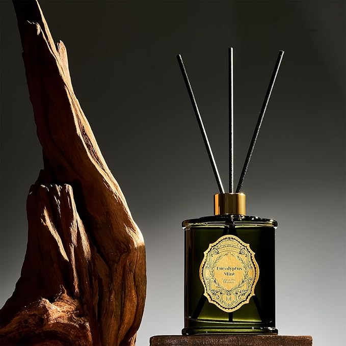 M&SENSE 8.4 oz Large Reed Diffuser for Home | Eucalyptus Mint Scent Oil Diffuser with Sticks | Bedroom Bathroom Living Room Decor