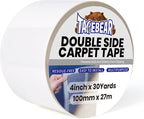 TAPEBEAR Carpet Tape Double Sided 4Inch x 30Yards, Heavy Duty Rug Gripper Anti Slip Anti Curling Floor Tape Residue-Free, Two Sided, Removable, Waterproof for Area Rugs, Mats, Strong Hold for Tile