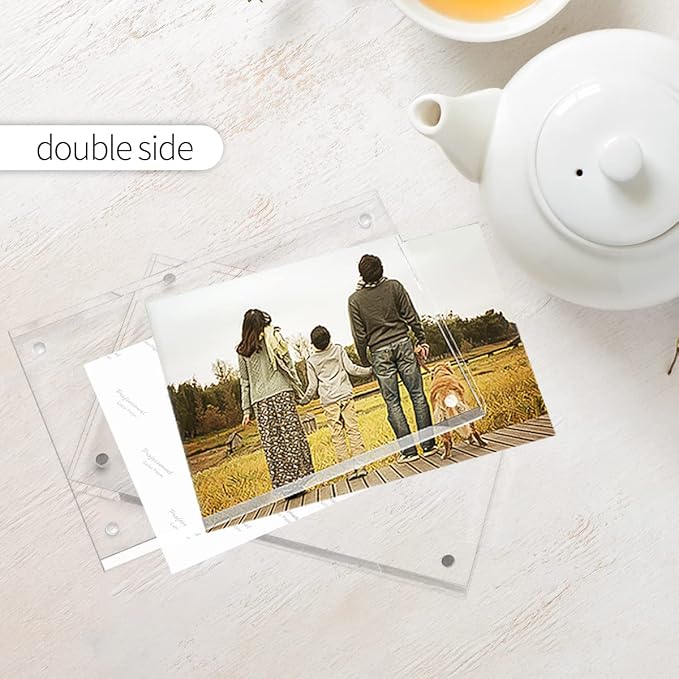 Acrylic Picture Frames 2.5x3.5 inches Pack of 3, Clear Double Sided Magnetic Photo Block Frame,Desktop Frameless Picture Display, Wallet Small Picture Frames 2x3
