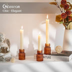 Glasseam Glass Candle Holder for Candlesticks: 20PCS Amber Candle Holders for Taper Candles Small Fall Candle Stick Holders Bulk for Table Wedding Centerpiece Christmas Halloween Living Room Decor