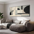 SIGNWIN 36"x72" Extra Large Framed Wall Art Modern Neutral Abstract Geometric in Black and Beige, Clean Minimalist Design for Home Living Room Bedroom Decor (Frame Assembly Required)