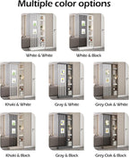 Wall Room Divider, Storage Cabinet Storage Display with Shelves, Modern Freestanding Wood Room Divider Screen, Wall Privacy Screens for Home Decorative (Grey Oak+White,39.5" L x 9.5" W x 79.5" H)
