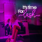 It's Time For Lash Neon Sign, JGHTURIE Led Neon Signs for Wall Decor Pink Light Up Sign for Lash Salon Preppy Girls Beauty Makeup Room Nails Hair Bar Signs Gift USB Powered