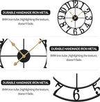 LEIKE Large Wall Clocks,Silent,Non Ticking,Battery Operated Small Vintage Round Modern Metal Wall Clock for Living Room, Bedroom,Kitchen,Farmhouse,Office Decor-13.5 Inch(Black-Arabic Number)