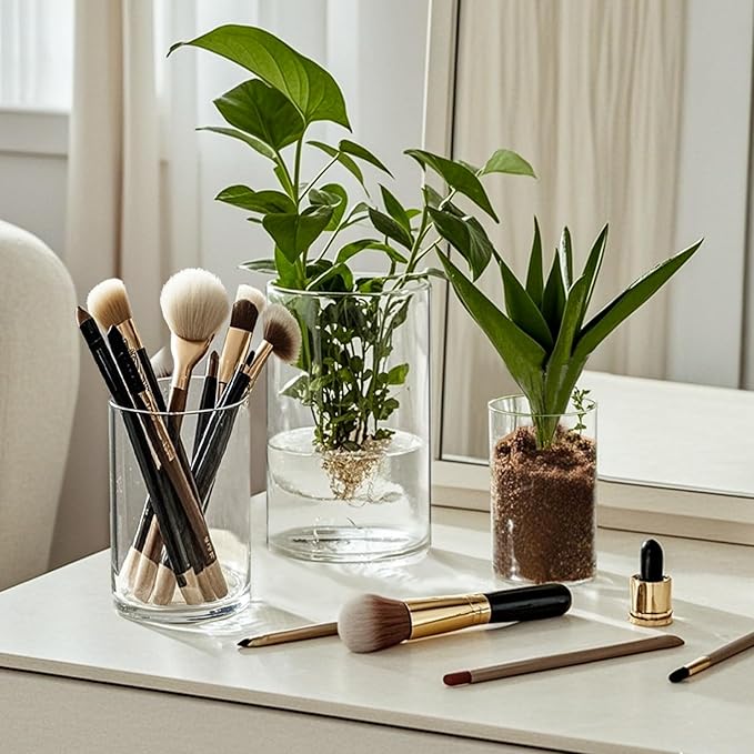 48pcs Glass Vase Cylinder for Centerpieces Small Flower Glass Clear Home Decor Centerpiece Table Flower Vase Decorations for Wedding＆Holiday 4,4,4.7,6Inch Tall