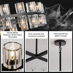 Modern Black Crystal Chandelier,36" K9 Crystal Chandeliers for Dining Room Over Table,Wagon Wheel Chandeliers for Dining Room,Living Room,Foyer,Includes 36XG4 Bulbs