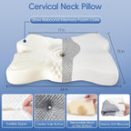 H HOKIZU Cervical Neck Pillow for Pain Relief, Ergonomic Contour Memory Foam Pillow for Side,Back,Stomach Sleepers, Orthopedic Pillow for Neck Pain Relief (White, 24"x14"x5")