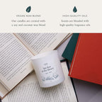 Literie NYC Inspired Scented Candle: Late Fees at The Library - Paper & Linen Scent, 9oz, 50 Hour Burn, Vegan Soy & Coconut Blend Candle for Home Decor, Gift for Women & Men