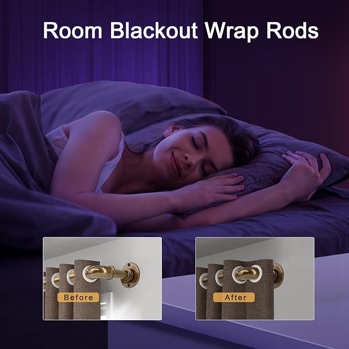 Industrial Curtain Rods 18 to 88 in,Blackout Curtain Rod,Adjustable Length,1 in Diameter Pipe,Wall or Ceiling Mounted,for Bedroom and Living Room (Coffee Gold 18” to 88”)