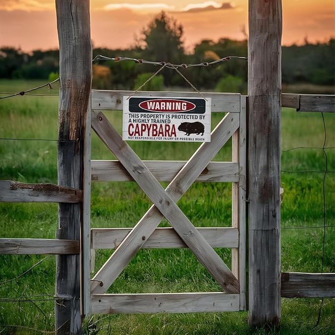 Warning Sign, Capybara Warning Wood Plaque Sign, Funny Door Signs, Decorative Wood Hanging Suspension Plaque, Farmhouse Wooden Wall Decor, Outdoor Hanging Wooden Signs