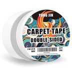 YONGJIN Double Sided Carpet Tape - Heavy Duty Rug Tape Gripper for Hardwood Floors No Damage, Secures Area Rugs, Laminate & Tile (1.41Inch + 2Inch, 2 Rolls, Total 20 Yards)