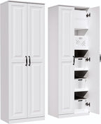 Storage Cabinet/Pantry cabinets, Soft White Finish, 71" Tall Wood Cupboard with 2 Door and 3 Adjustable Shelves for Kitchen, Dining Room, Living Room, Bathroom (Style 1)