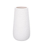 D'vine Dev 8 Inch Textured White Elegant Oval Ceramic Vase for Flowers, Home Décor Vase with Design Box, VS-LD-A-1