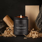 Teakwood & Mahogany Candle | Masculine Candles for Men, Gifts for Men - Soy Candle for Home Scented - Scented Candles for Home, Aromatherapy Gifts Long Lasting Burn Time - 7oz Black Jar