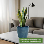 Dexceder 9x8 Inches Self Watering Planter Indoor Outdoor, Inner Pot Design, Thickened Table Flower Plant Pot with Water Level Indicator (Grayish Green Gradient)