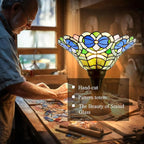 Luvkczc Tiffany Torchiere Floor Lamp - 70" Victorian Stained Glass Lamp Antique Tiffany Style Standing Light for Home,Office,Hotel Decor