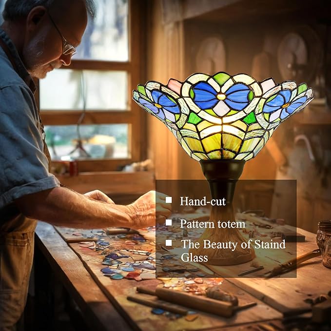 Luvkczc Tiffany Torchiere Floor Lamp - 70" Victorian Stained Glass Lamp Antique Tiffany Style Standing Light for Home,Office,Hotel Decor